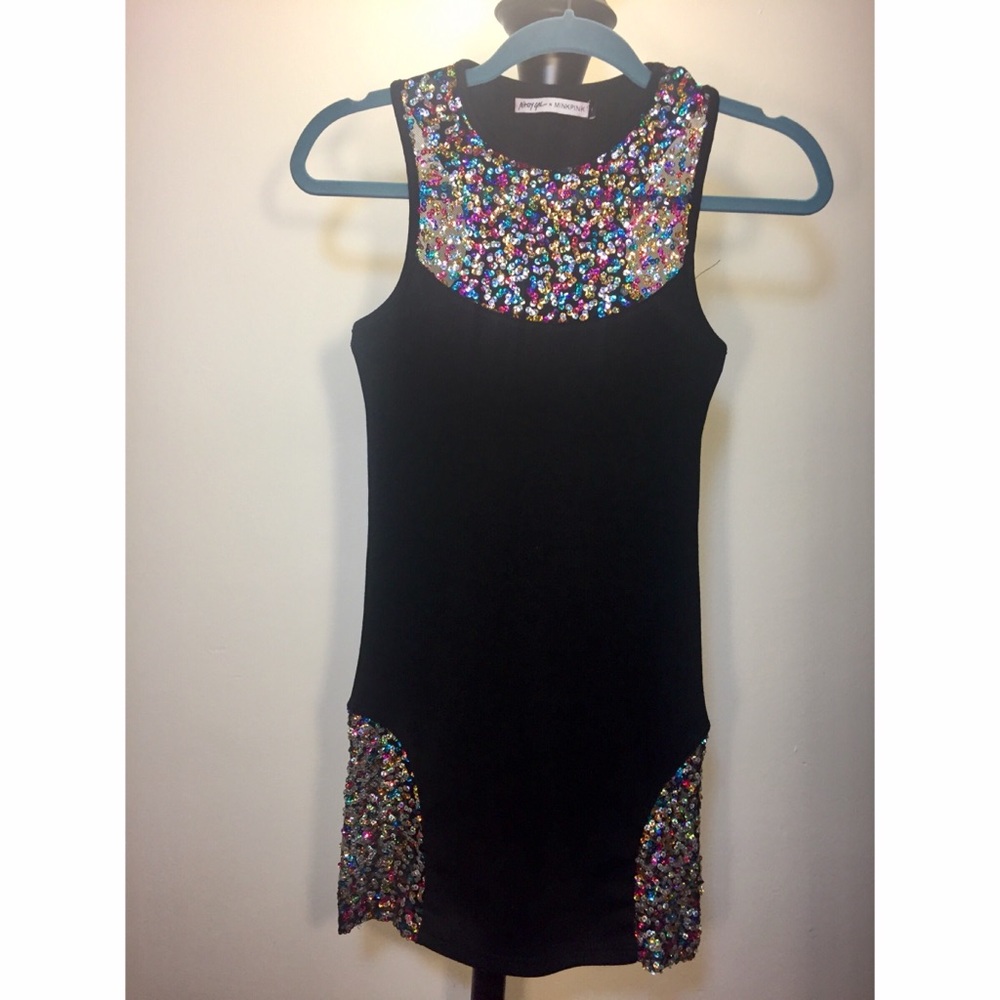 Nasty Gal MinkPink Black Dress Colorful Sequins